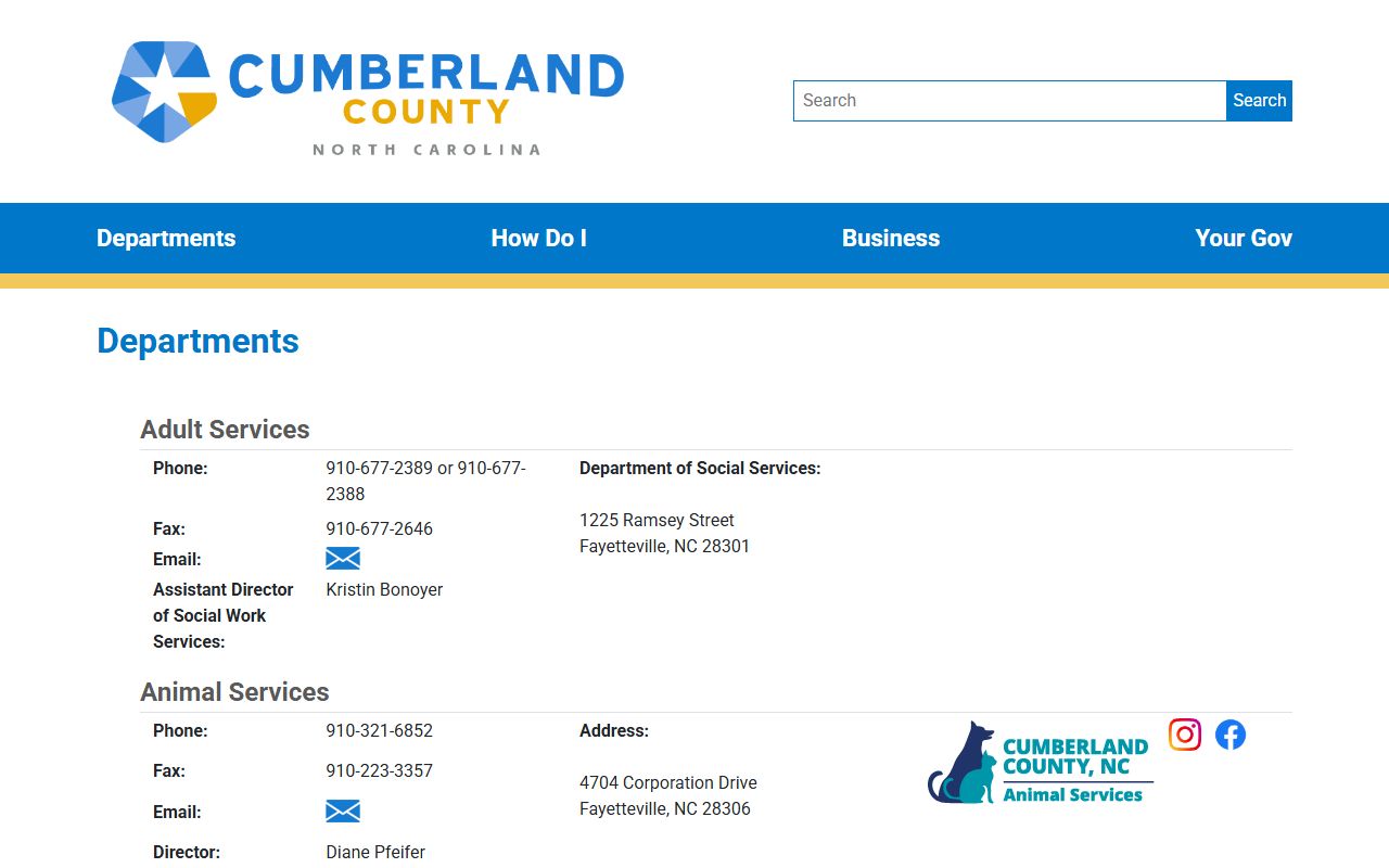 Fayetteville phone directory Cumberland County department hub