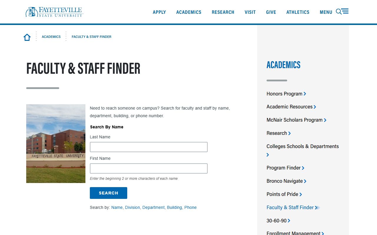 Fayetteville phone directory Fayetteville State University finder