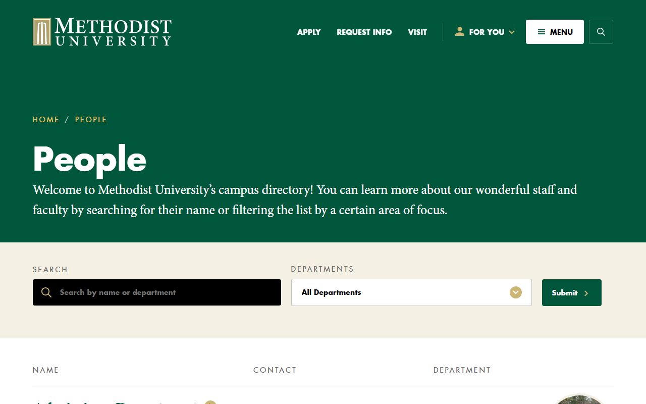 Fayetteville phone numbers Methodist University directory